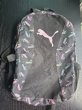 PUMA Black Backpack with Pastel Logo Print OS